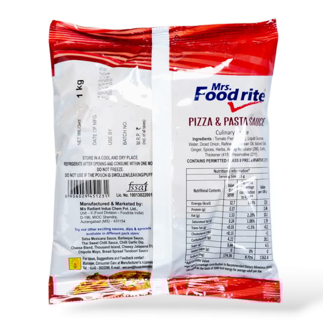 FoodRite - Pizza Pasta Sauce, 1 KG 12 pcs