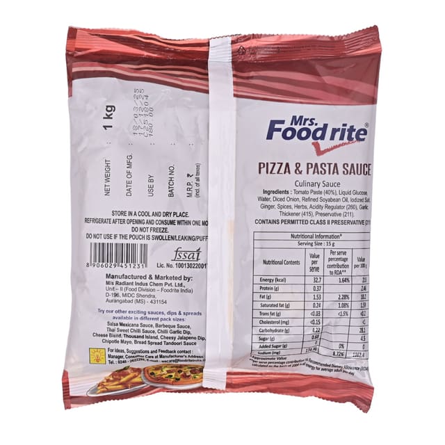 FoodRite - Pizza Pasta Sauce, 1 KG 12 pcs